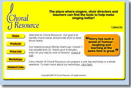 Screen Shot of Choral Resource website